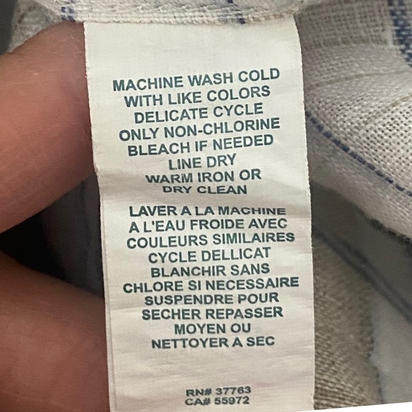 Perry Ellis 100% linen plaid short sleeve shirt size large - Picture 7 of 7